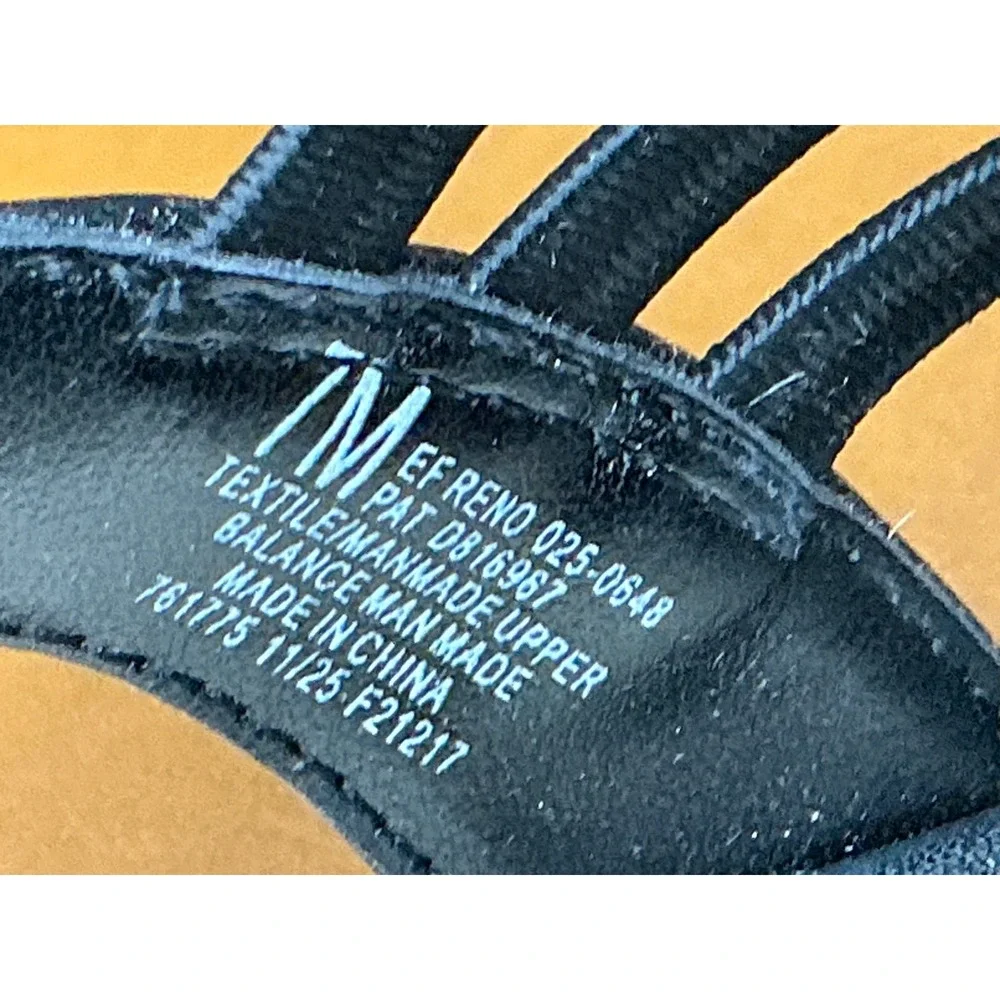 East 5th Reno Wedge Sandals Womens 7 Black Strappy Slingback Knotted EF RENO